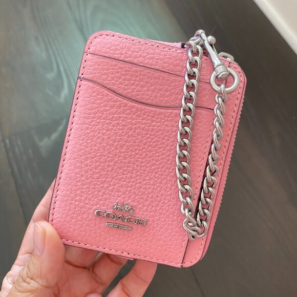 Coach Handbags - Coach Zip Card Case - Flower Pink / Silver Refined Pebble Leather - NWT …